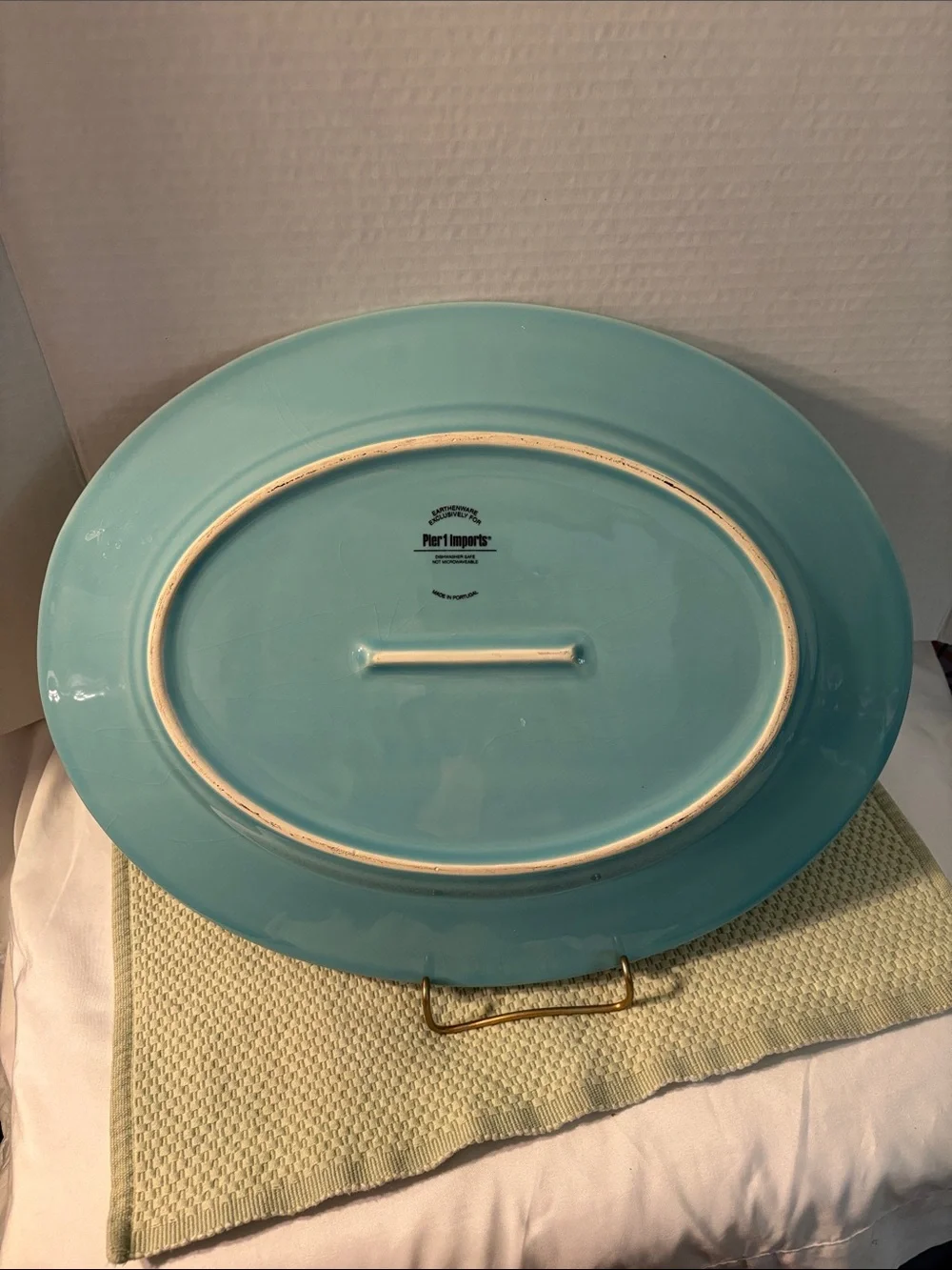 Pier 1 Imports Turquoise Friends and Family Earthenware Exclusive Platter